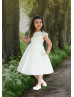 Cap Sleeves Lace Tulle Keyhole Back Fancy Flower Girl Dress